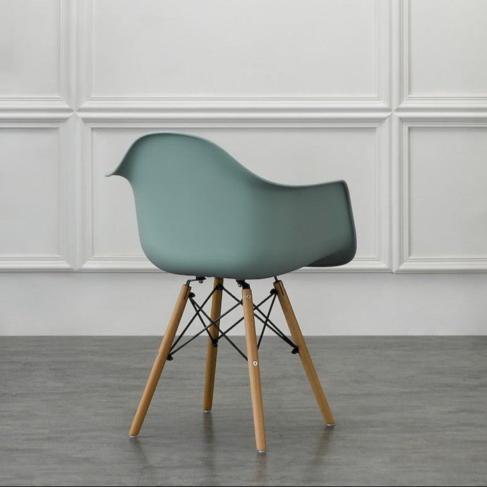 Silla Eymos , Color Azul Claro, con Espaldar y Patas en Madera