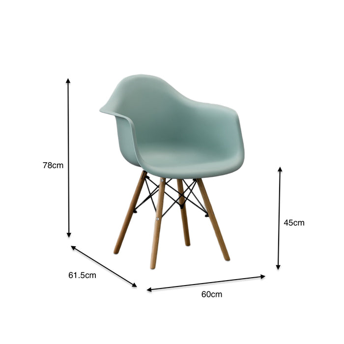 Silla Eymos , Color Azul Claro, con Espaldar y Patas en Madera