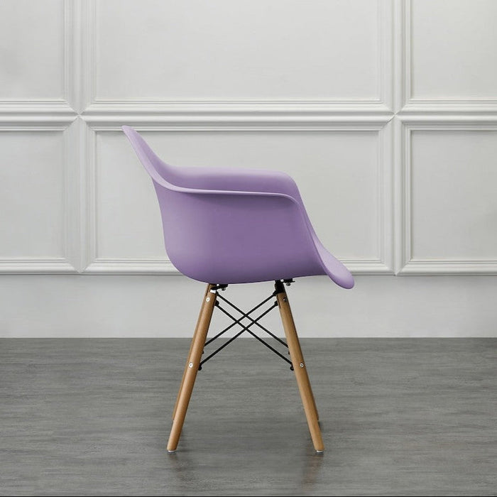 Silla Eymos , Color Lila, con Espaldar y Patas en Madera