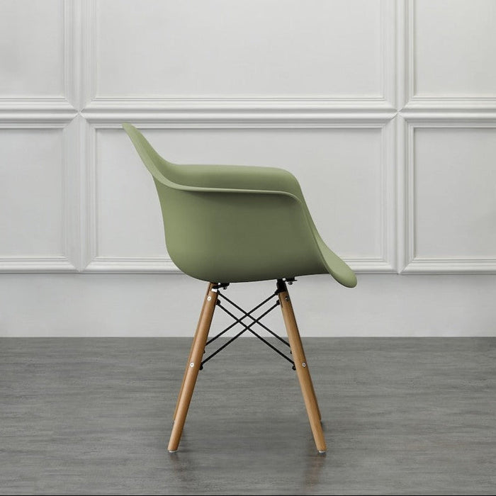 Silla Eymos , Color Verde, con Espaldar y Patas en Madera