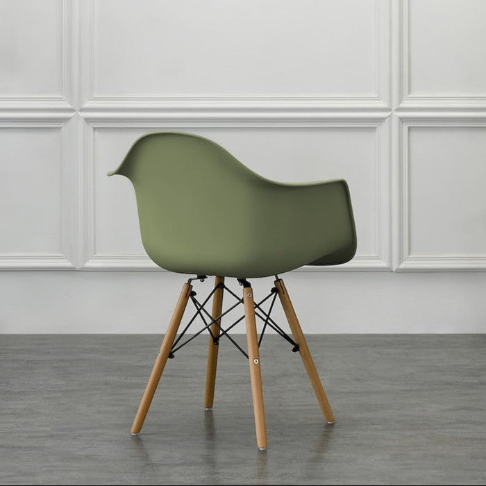 Silla Eymos , Color Verde, con Espaldar y Patas en Madera