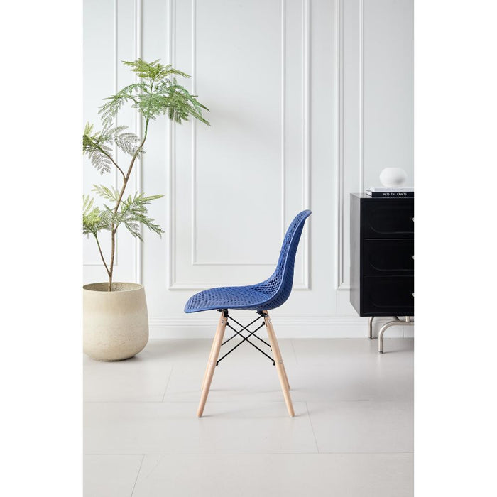 Silla Marcus, Color Azul, Con espaldar y patas en Madera
