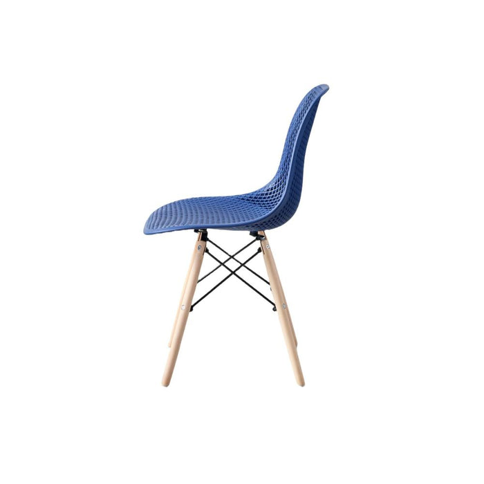 Silla Marcus, Color Azul, Con espaldar y patas en Madera