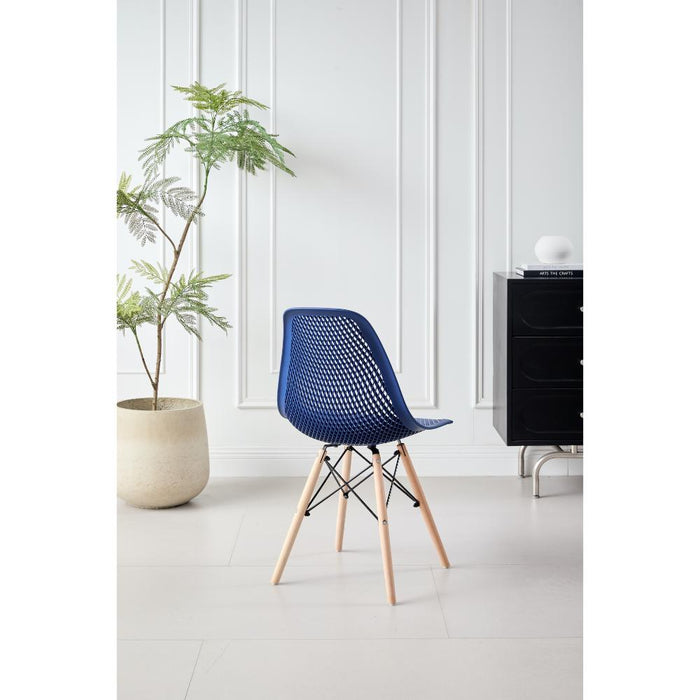 Silla Marcus, Color Azul, Con espaldar y patas en Madera