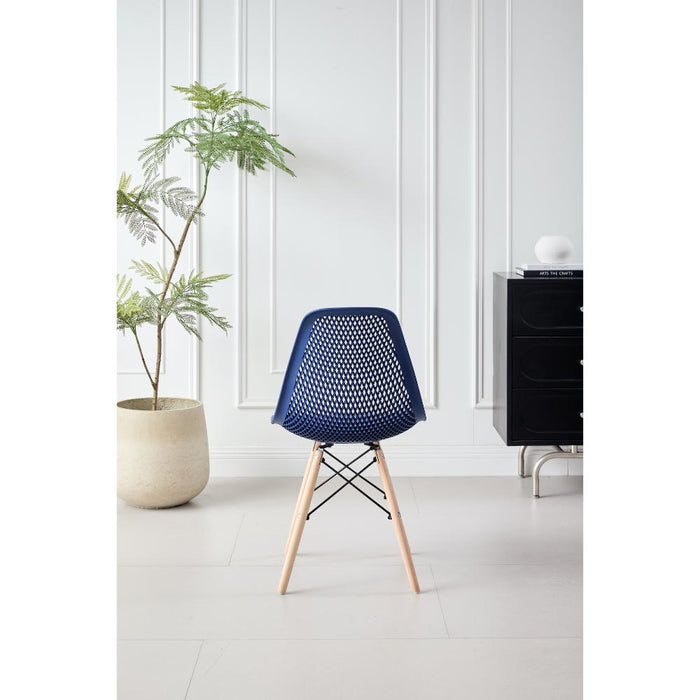 Silla Marcus, Color Azul, Con espaldar y patas en Madera