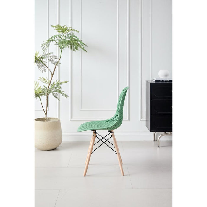 Silla Marcus, Color Verde Oliva, Con espaldar y patas en Madera
