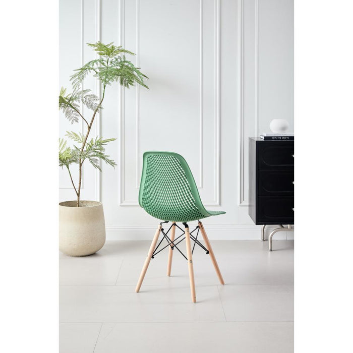 Silla Marcus, Color Verde Oliva, Con espaldar y patas en Madera