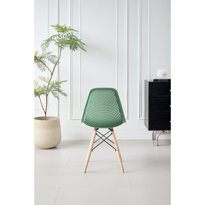 Silla Marcus, Color Verde Oliva, Con espaldar y patas en Madera