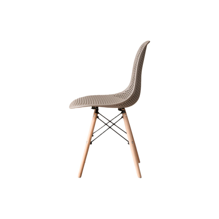 Silla Marcus, Color Taupe, Con espaldar y patas en Madera