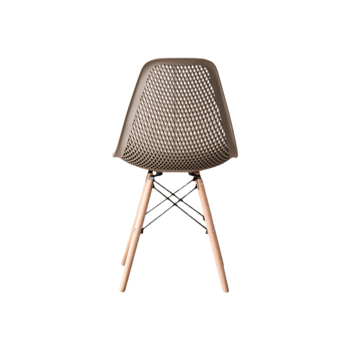 Silla Marcus, Color Taupe, Con espaldar y patas en Madera