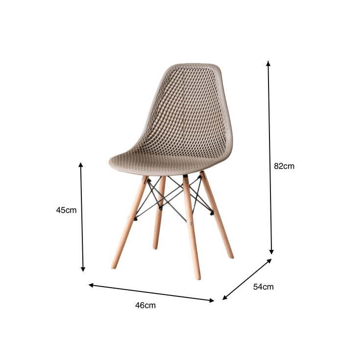 Silla Marcus, Color Taupe, Con espaldar y patas en Madera