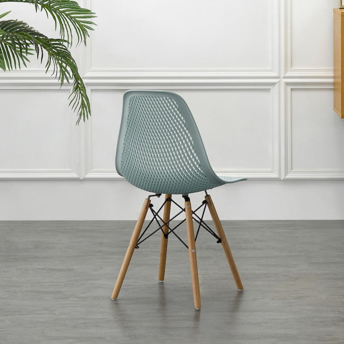 Silla Aira, Color Azul Claro, con Espaldar y Patas en Madera