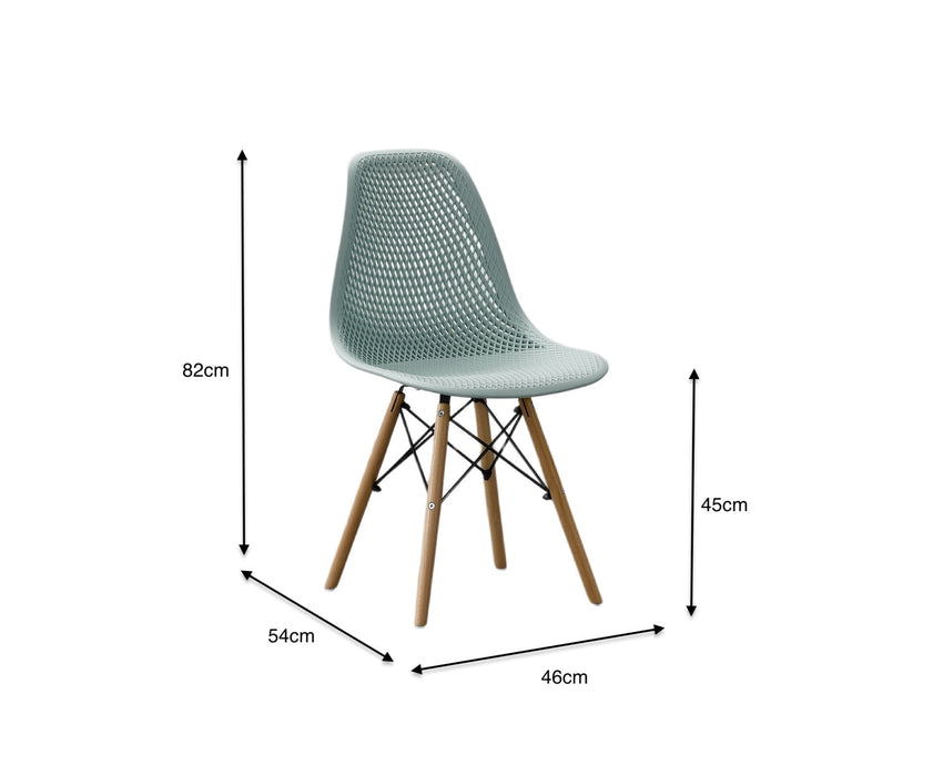 Silla Aira, Color Azul Claro, con Espaldar y Patas en Madera