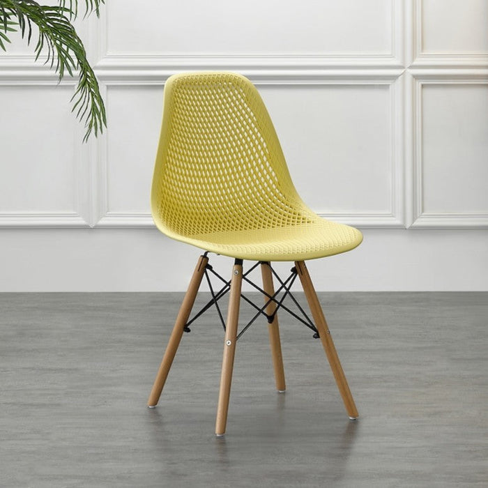 Silla Aira, Color Amarillo, con Espaldar y Patas en Madera