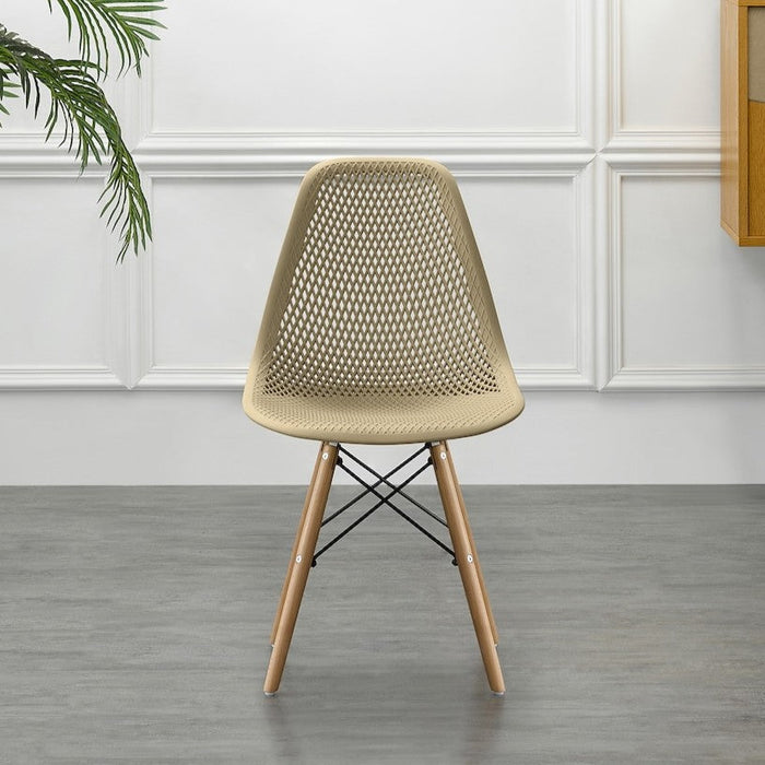 Silla Aira, Color Khaki, con Espaldar y Patas en Madera