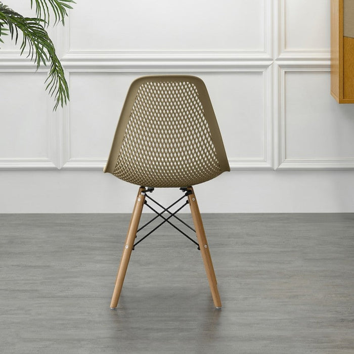 Silla Aira, Color Khaki, con Espaldar y Patas en Madera