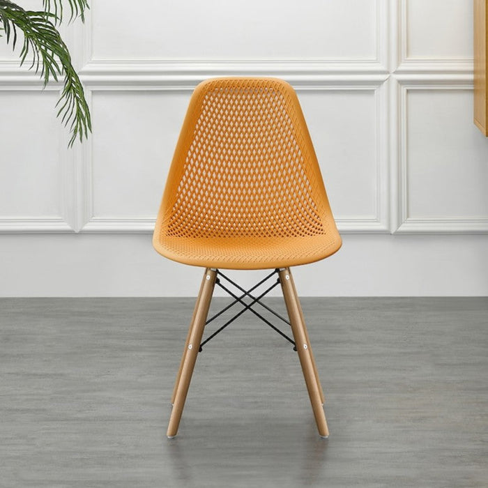 Silla Aira, Color Naranja, con Espaldar y Patas en Madera