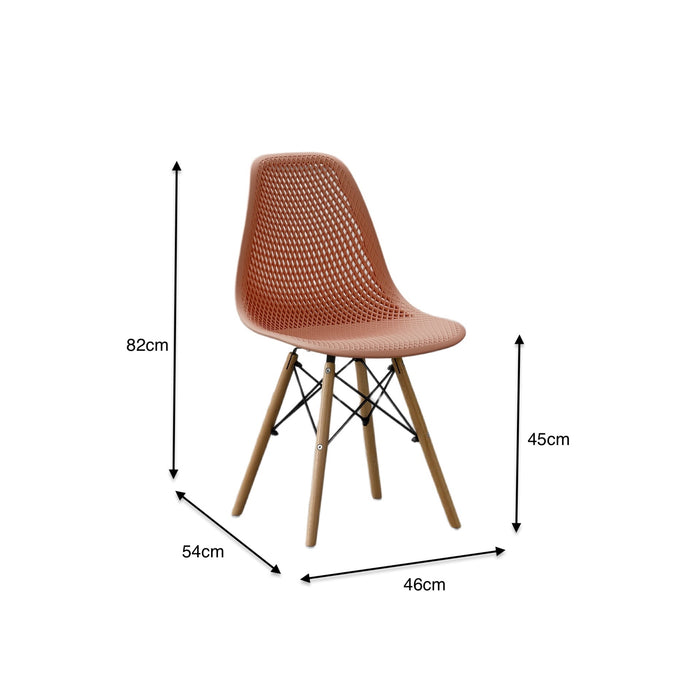 Silla Aira, Color Salmón, con Espaldar y Patas en Madera