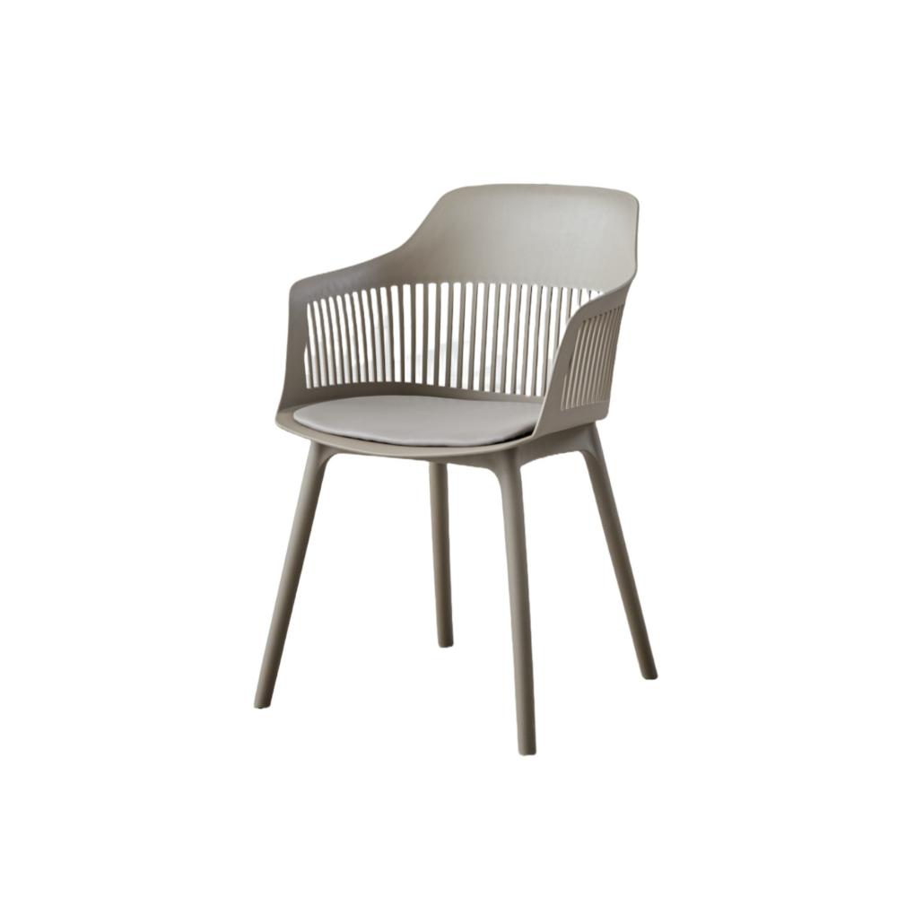 Silla Con Cojin Max, Color Taupe, Con espaldar en rejilla