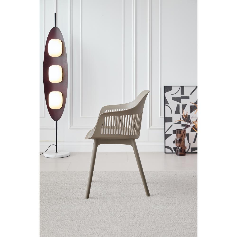 Silla Con Cojin Max, Color Taupe, Con espaldar en rejilla