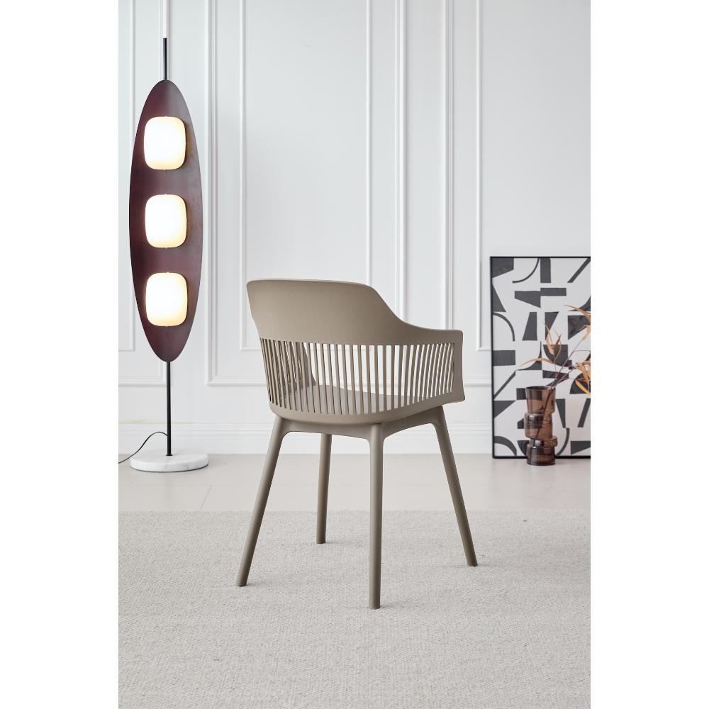 Silla Con Cojin Max, Color Taupe, Con espaldar en rejilla