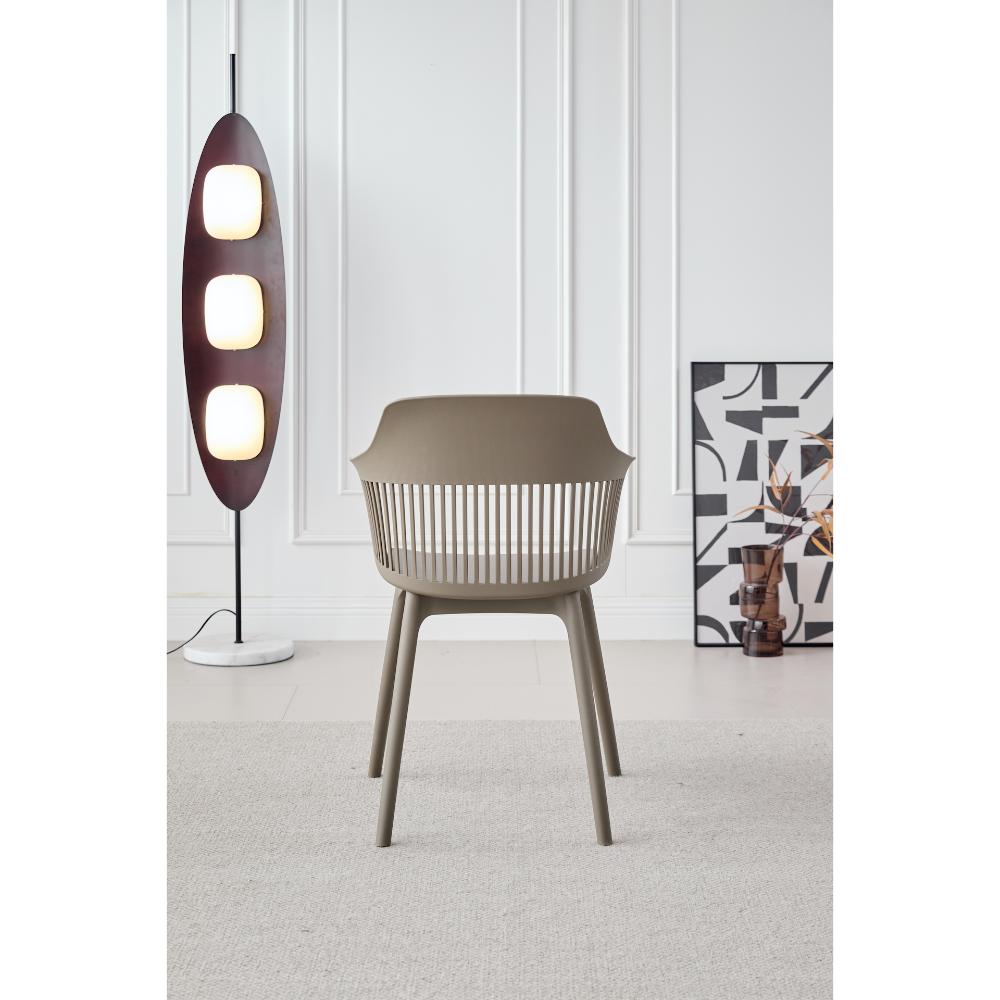 Silla Con Cojin Max, Color Taupe, Con espaldar en rejilla