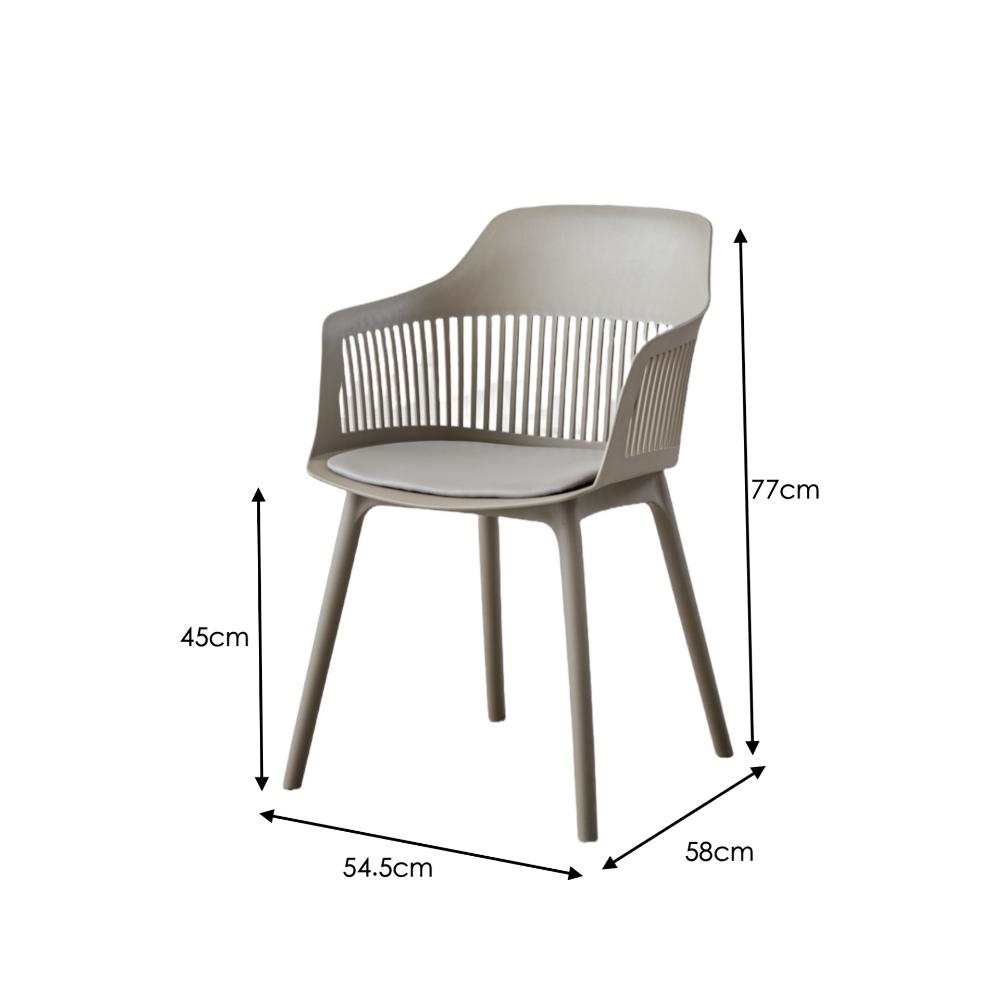 Silla Con Cojin Max, Color Taupe, Con espaldar en rejilla