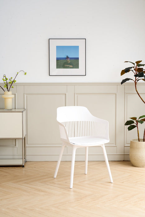 Silla Con Cojin Max, Color Blanco, Con espaldar en rejilla