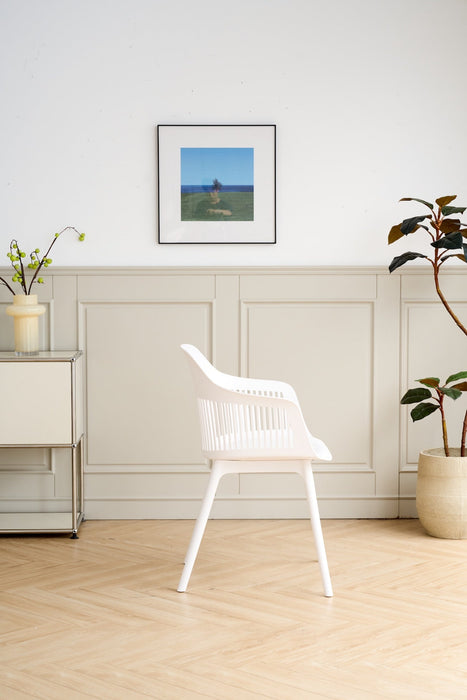 Silla Con Cojin Max, Color Blanco, Con espaldar en rejilla