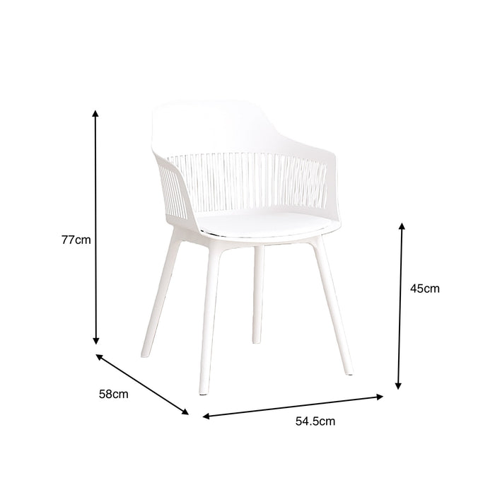 Silla Con Cojin Max, Color Blanco, Con espaldar en rejilla