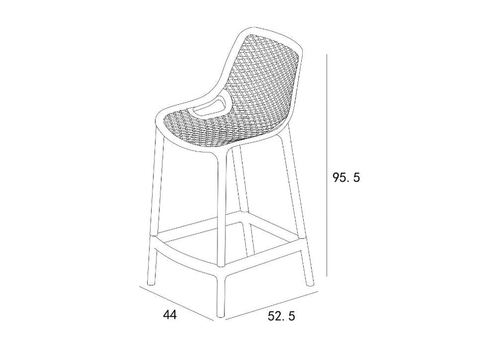 Silla para Bar Miame, Color Negro, con reposa pies en diseño Moderno