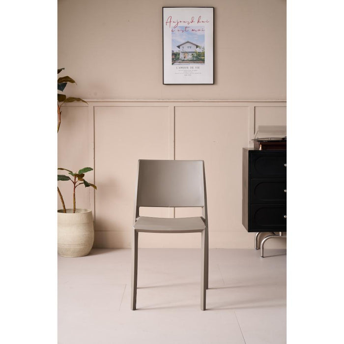 Silla Toledo, Color Taupe, Con espaldar liso y cuadrado, diseño moderno