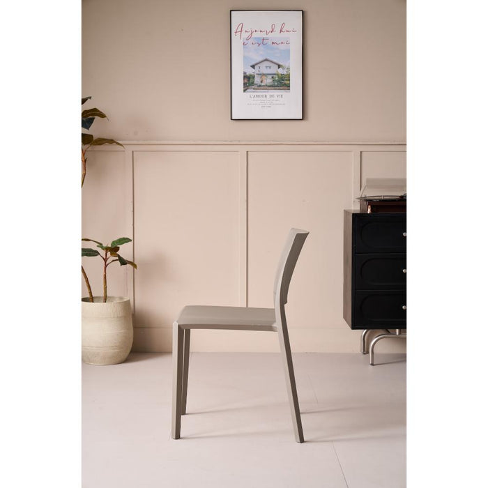 Silla Toledo, Color Taupe, Con espaldar liso y cuadrado, diseño moderno