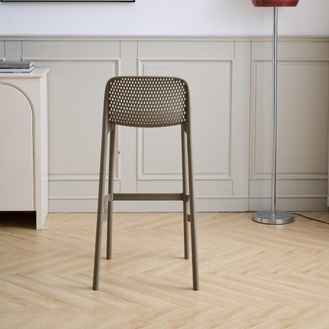Silla para Bar Túnez, Color Taupe, con Espaldar Redondeado y Transpirable