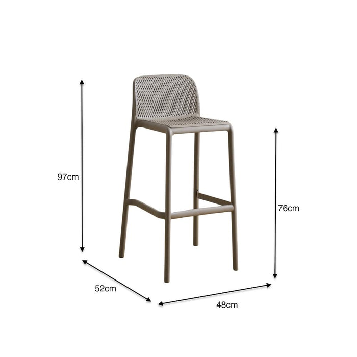 Silla para Bar Túnez, Color Taupe, con Espaldar Redondeado y Transpirable