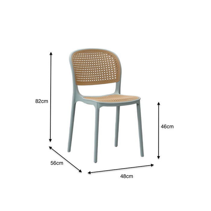 Silla Nest, Color Azul Claro y Beige, con Espaldar y Asiento en Rejilla