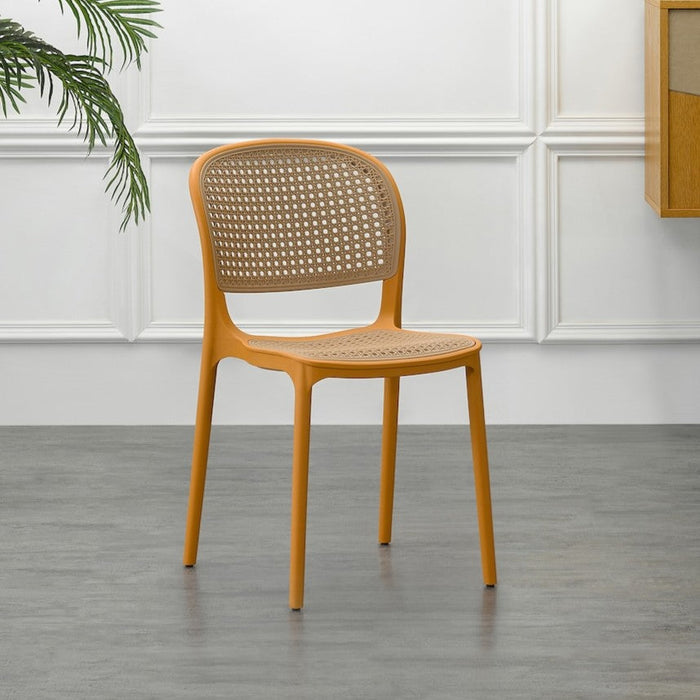 Silla Nest, Naranja y Beige, con Espaldar y Asiento en Rejilla
