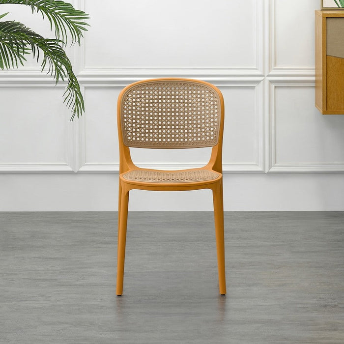 Silla Nest, Naranja y Beige, con Espaldar y Asiento en Rejilla