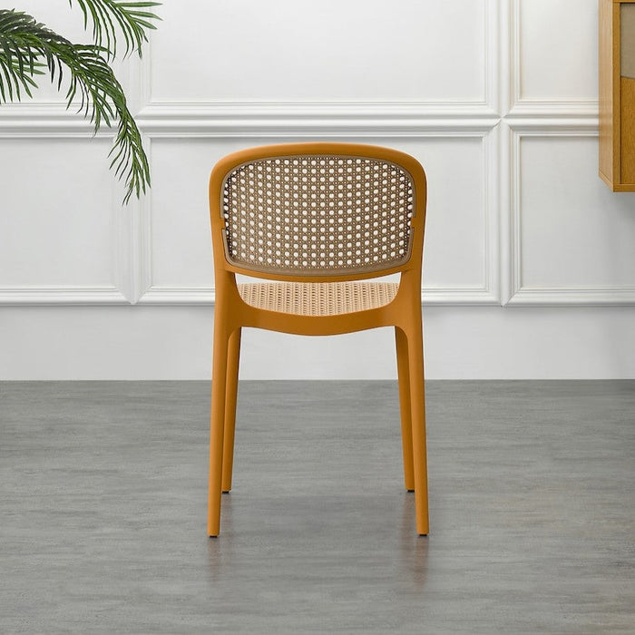 Silla Nest, Naranja y Beige, con Espaldar y Asiento en Rejilla