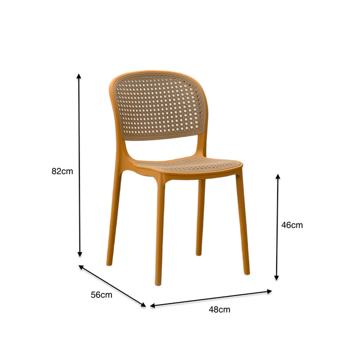 Silla Nest, Naranja y Beige, con Espaldar y Asiento en Rejilla