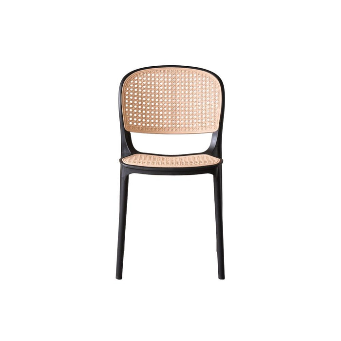 Silla Nest, Color Negro y Beige, Con espaldar y asiento en rejilla