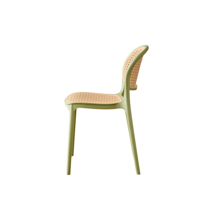 Silla Nest, Color Verde Olivo y Beige, Con espaldar y asiento en rejilla