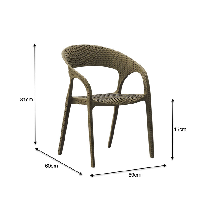 Silla Axel, Taupe, con Espaldar, Reposa Brazos y con Textura Trenzada