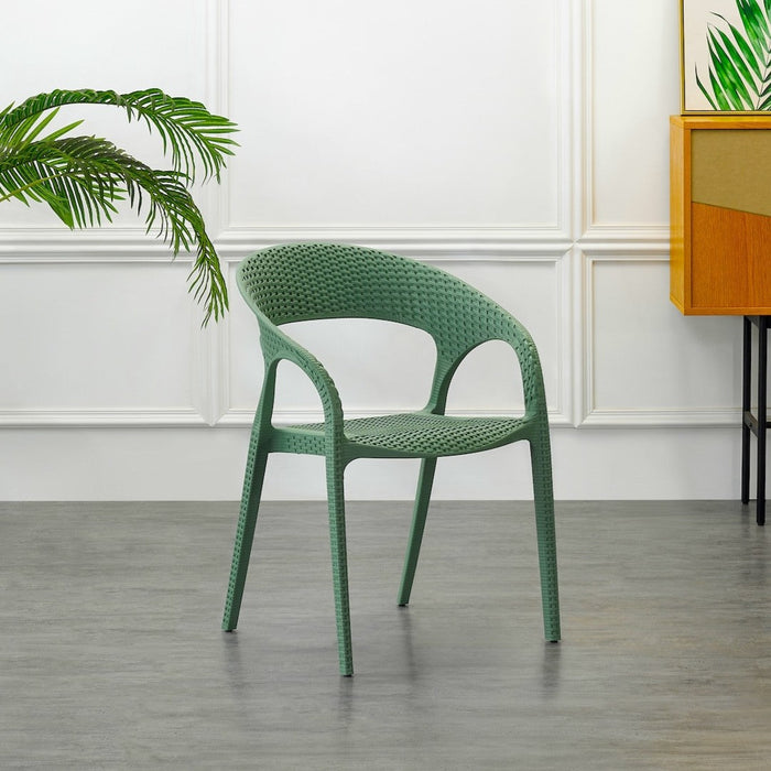 Silla Axel, Verde Olivo, con Espaldar, Reposa Brazos y con Textura Trenzada