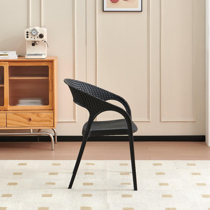 Silla Axel, Negro, Con Espaldar, reposa brazos y con textura trenzada