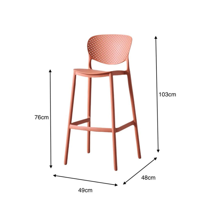 Silla para Bar Rio, Color Terracota, Diseño Moderno