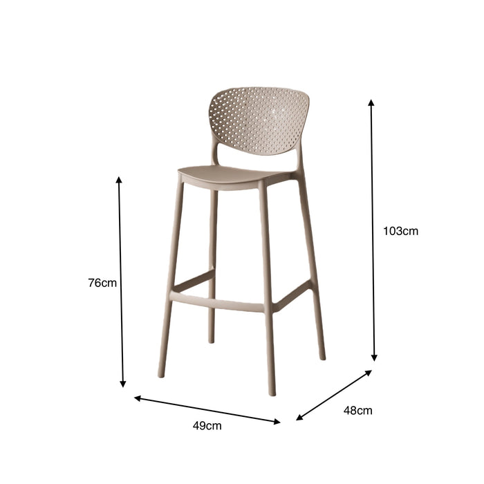 Silla para Bar Rio, Color Taupe, Diseño Moderno