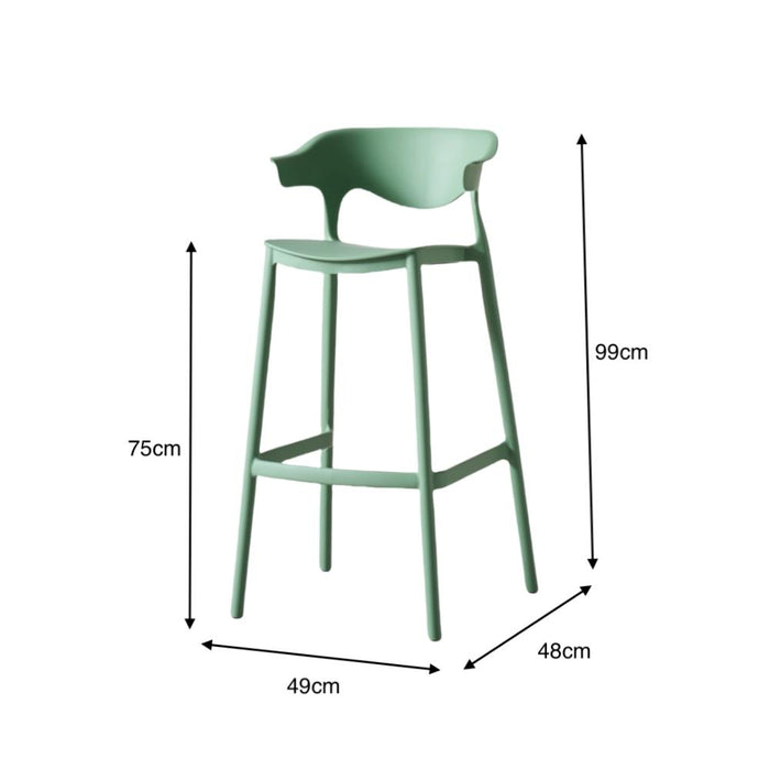 Silla para Bar Elena, Color Verde Oliva, Diseño Moderno