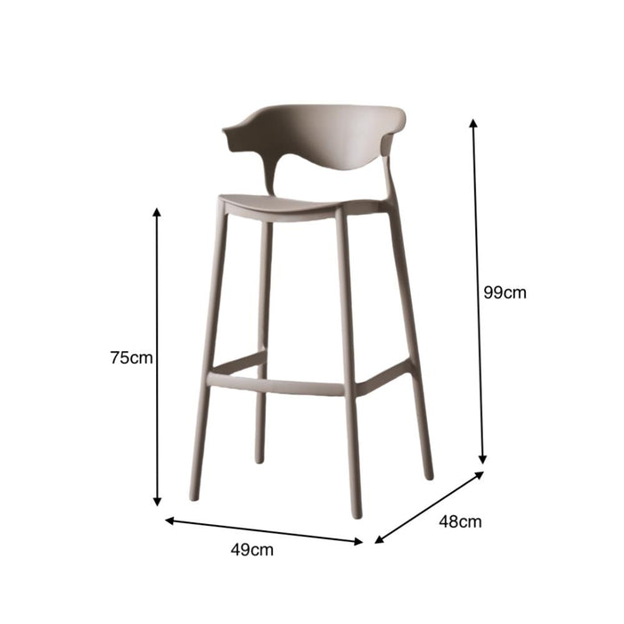 Silla para Bar Elena, Color Taupe, Diseño Moderno