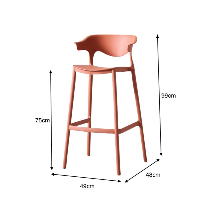 Silla para Bar Elena, Color Terracota, Diseño Moderno